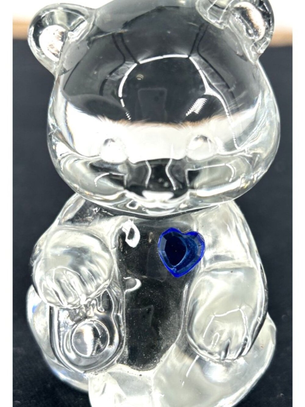 Fenton Bear Glass Birthstone Blue Heart 3.5" Vintage